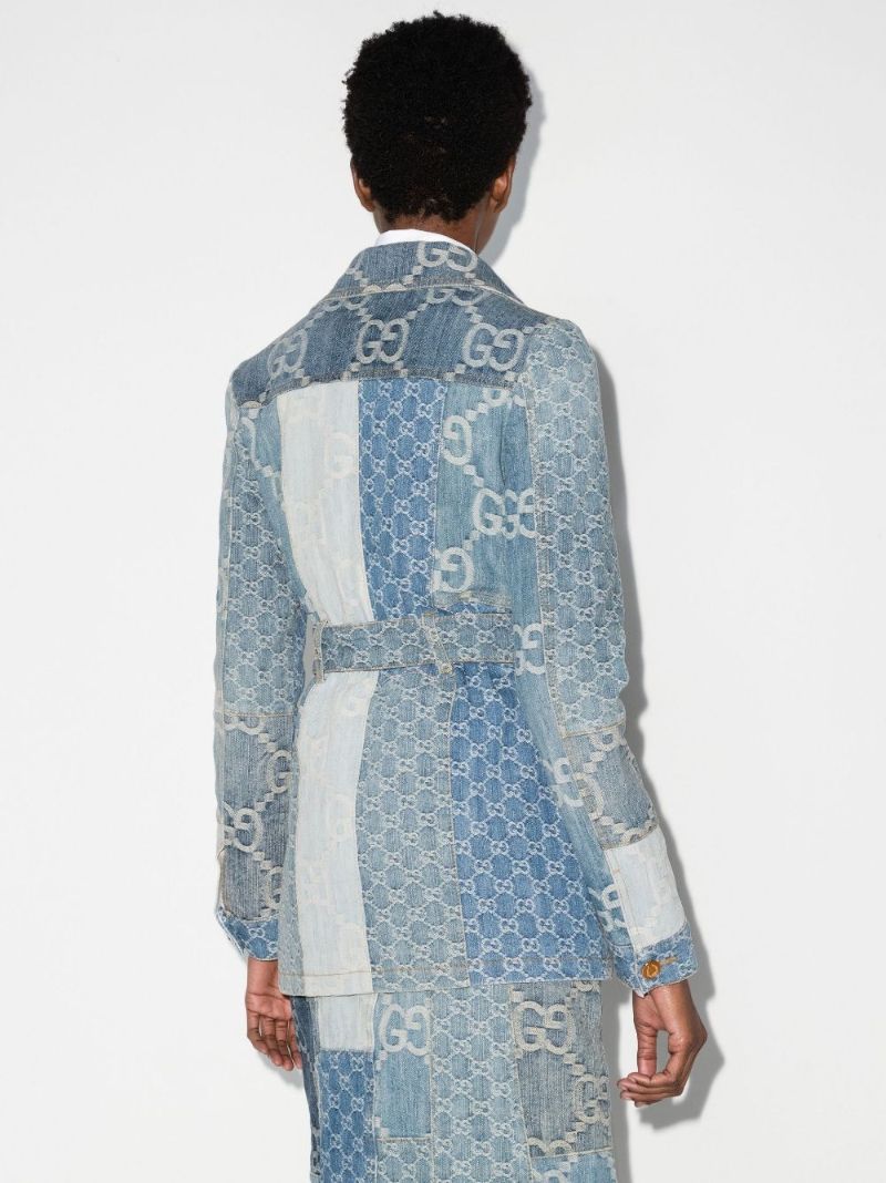 Blue Patchwork Gg Denim Jacket