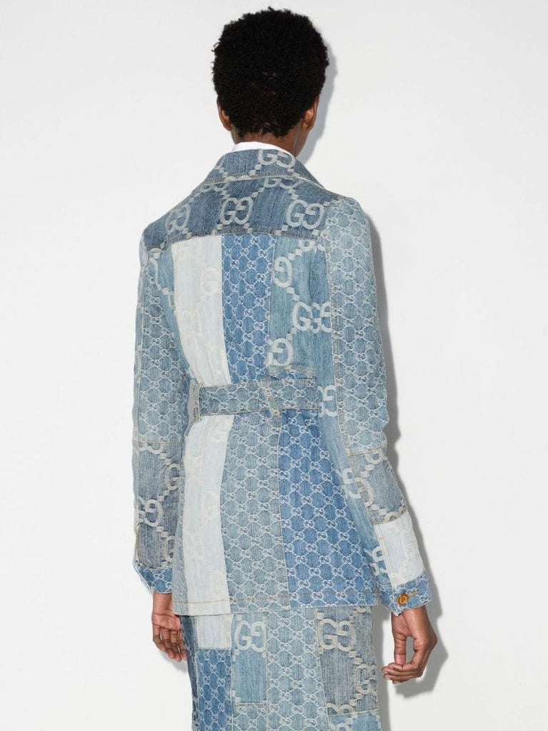 Blue Patchwork Gg Denim Jacket