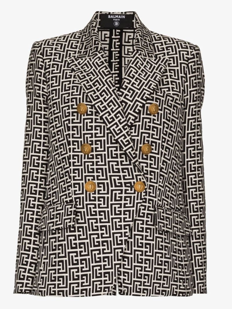 Neutral Monogram Jacquard Blazer