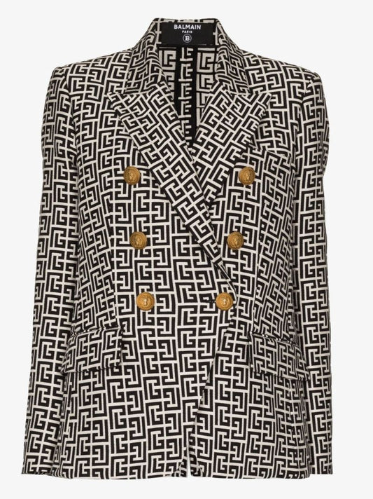 Neutral Monogram Jacquard Blazer