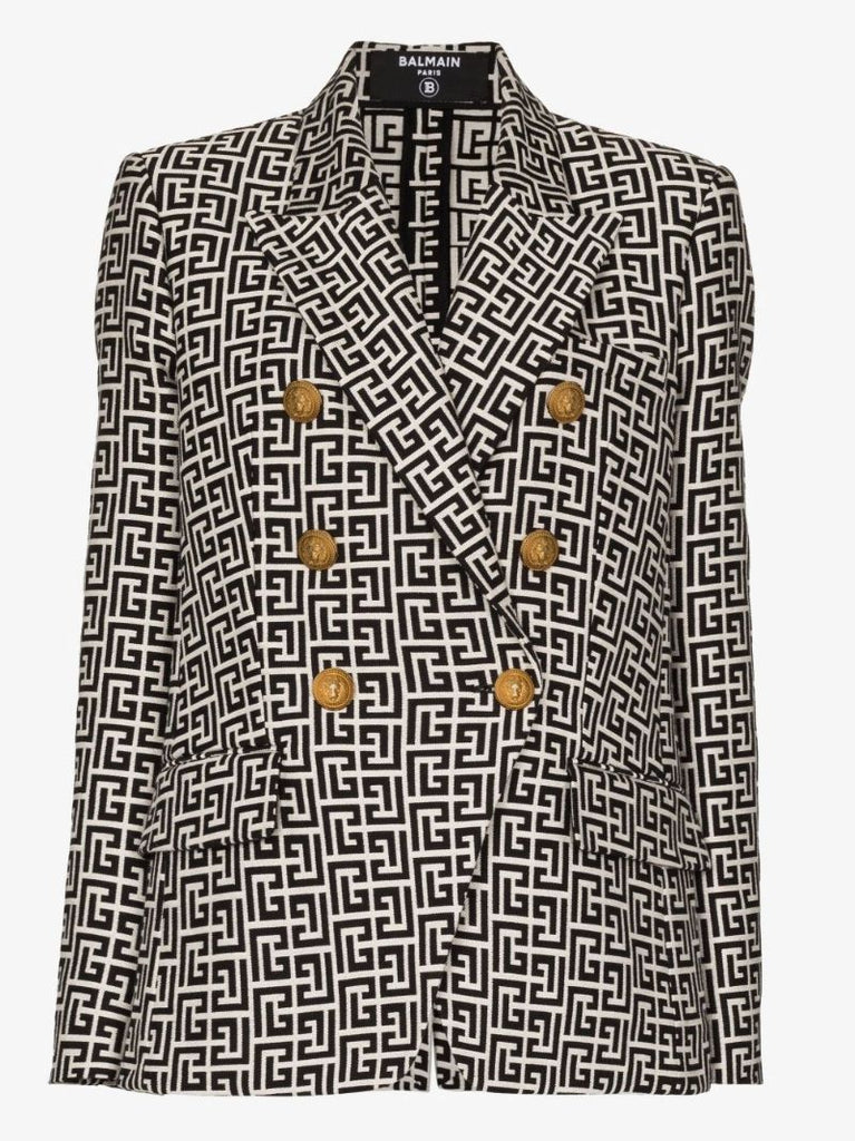 Neutral Monogram Jacquard Blazer