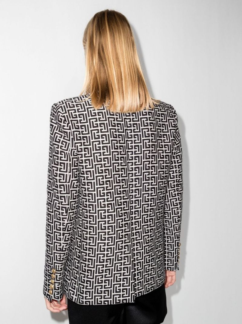 Neutral Monogram Jacquard Blazer