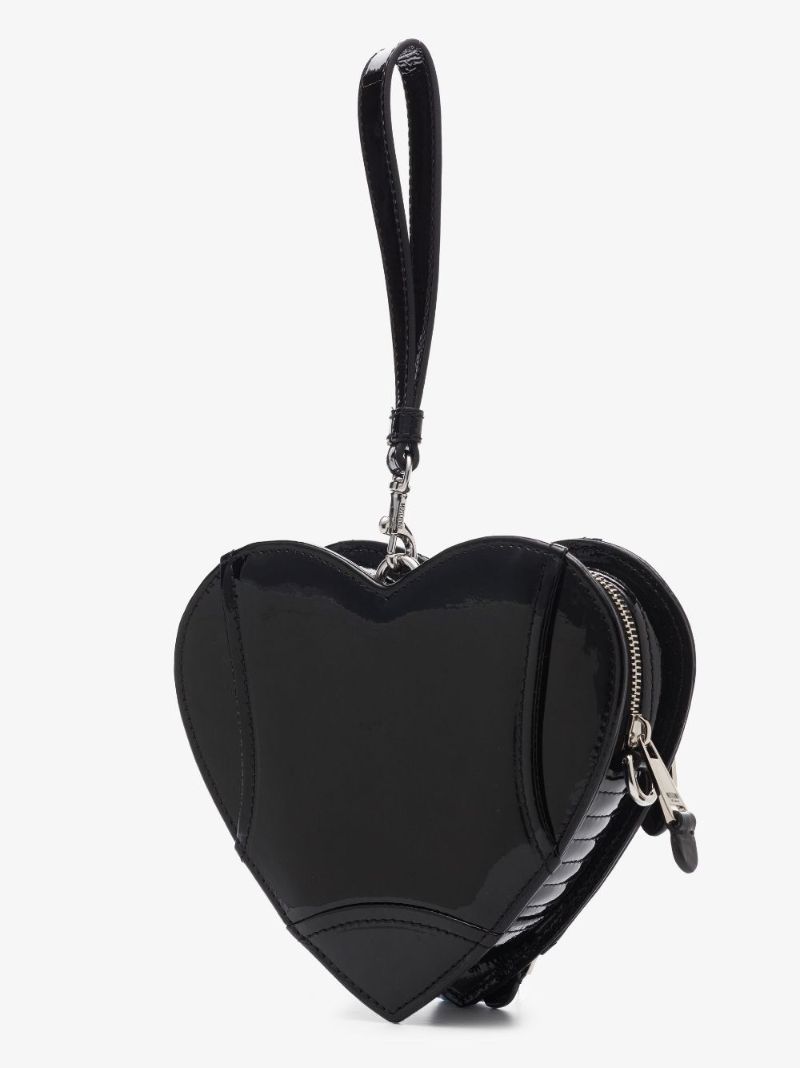 Black Biker Heart Patent Leather Mini Bag