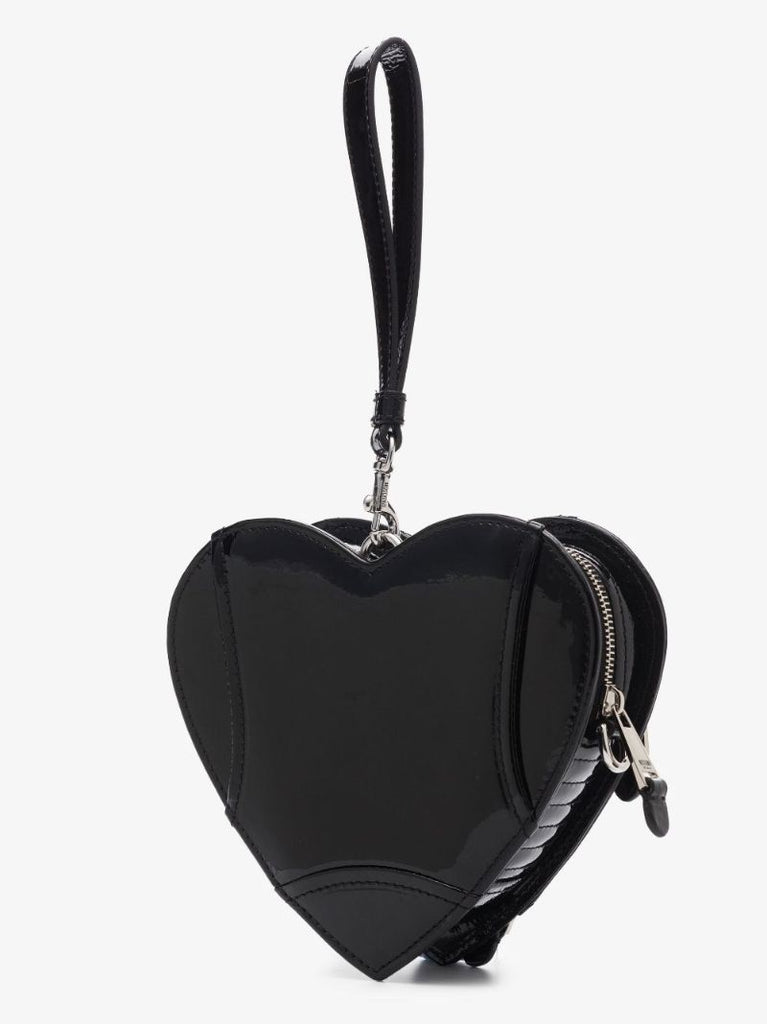 Black Biker Heart Patent Leather Mini Bag
