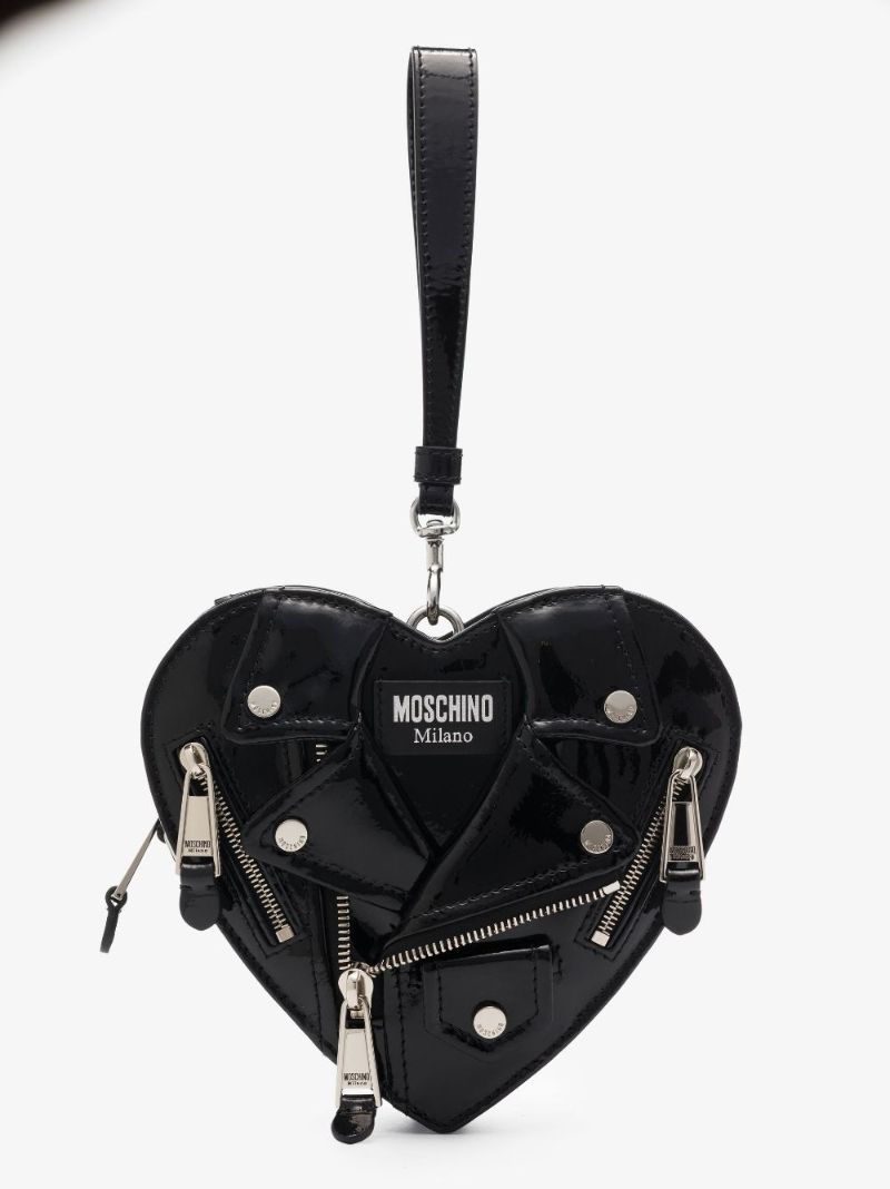 Black Biker Heart Patent Leather Mini Bag