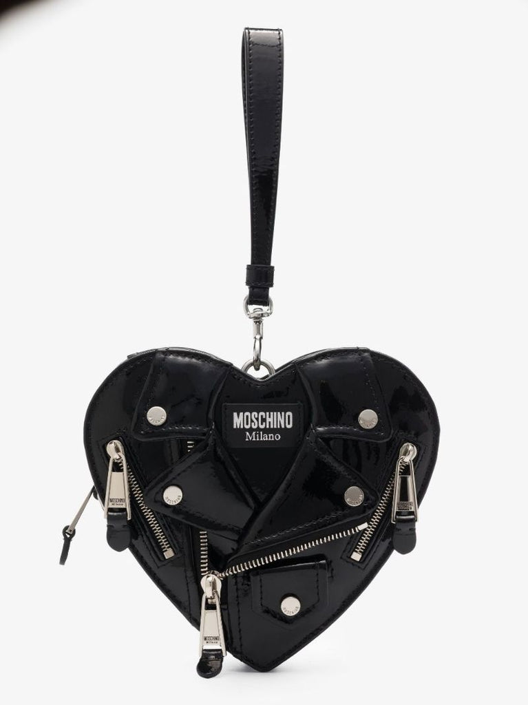 Black Biker Heart Patent Leather Mini Bag