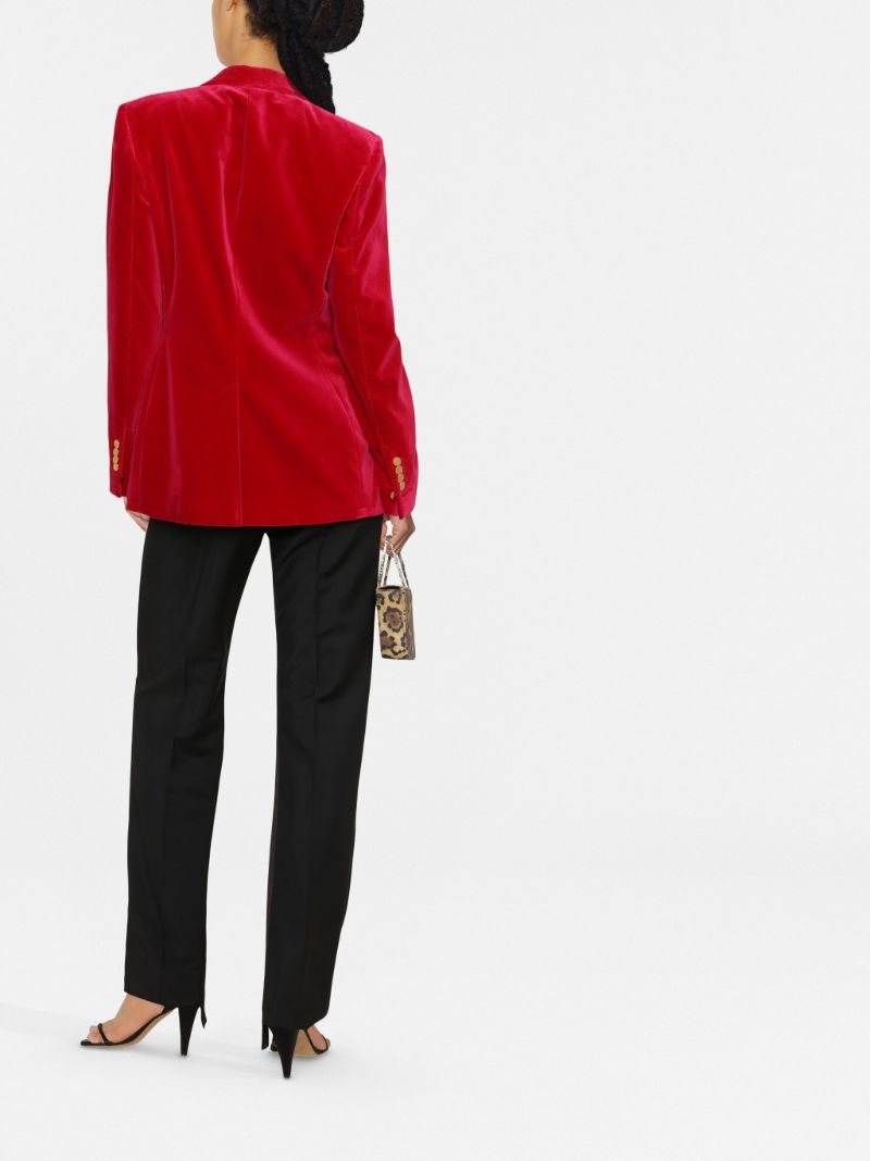 Red Cotton Velvet Blazer