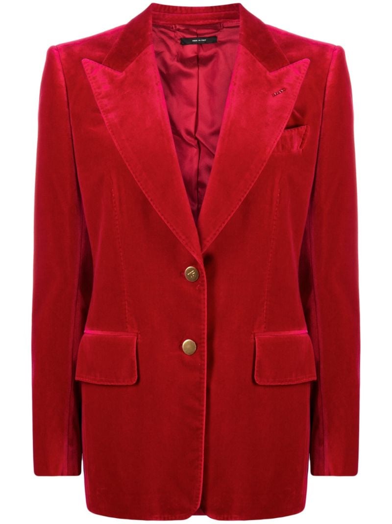 Red Cotton Velvet Blazer