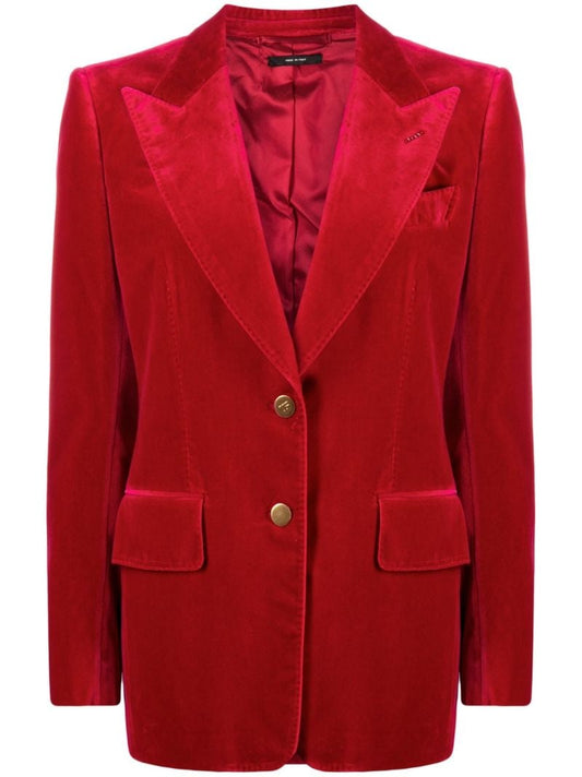 Red Cotton Velvet Blazer