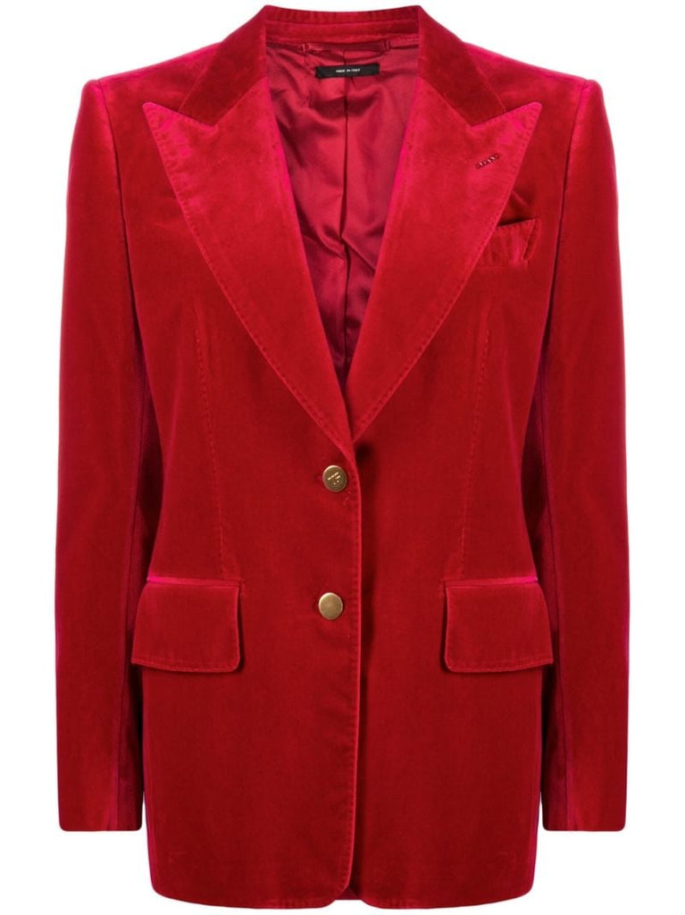 Red Cotton Velvet Blazer