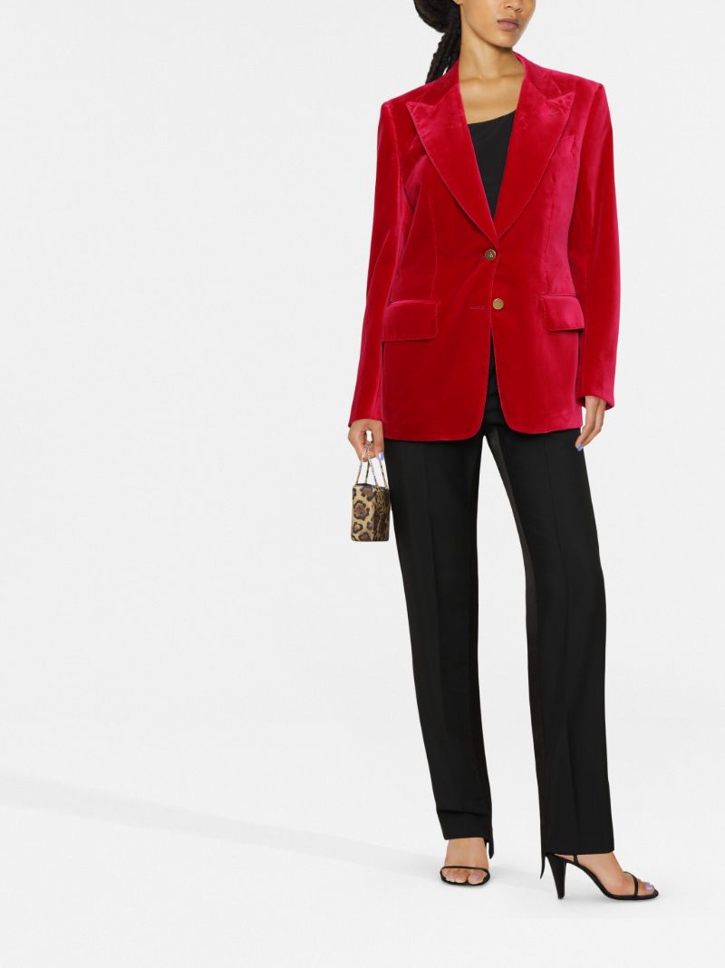 Red Cotton Velvet Blazer