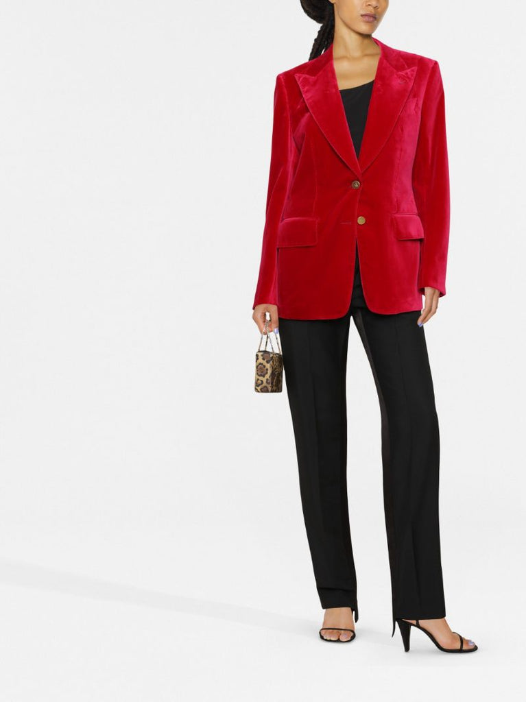 Red Cotton Velvet Blazer