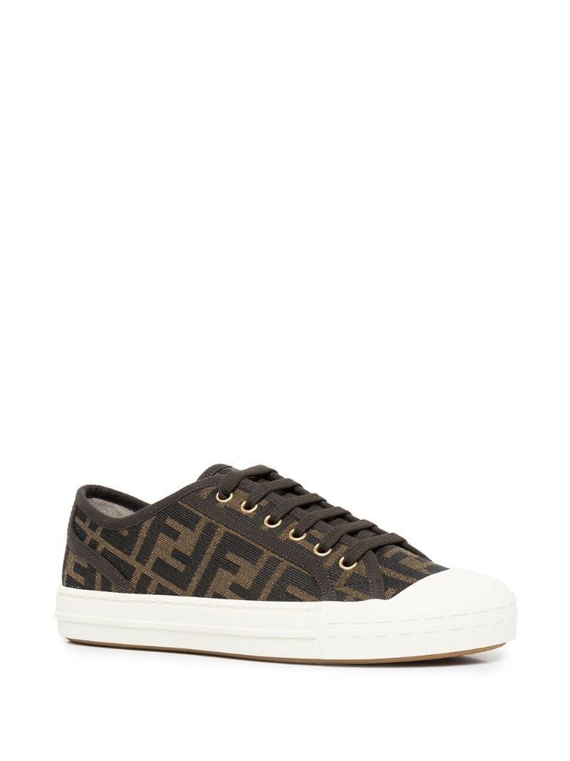 Brown Domino Ff Low-top Canvas Sneakers