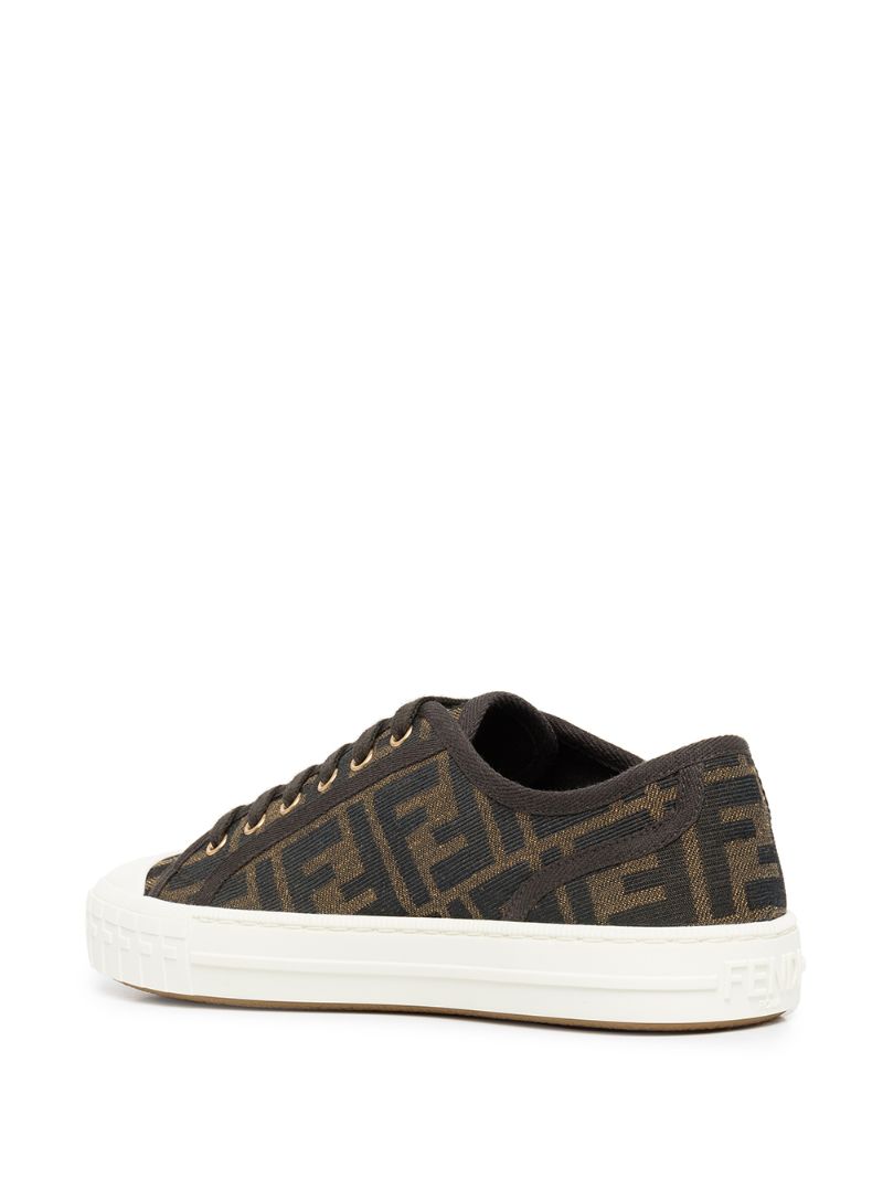 Brown Domino Ff Low-top Canvas Sneakers