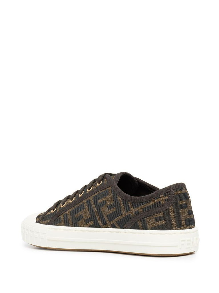 Brown Domino Ff Low-top Canvas Sneakers