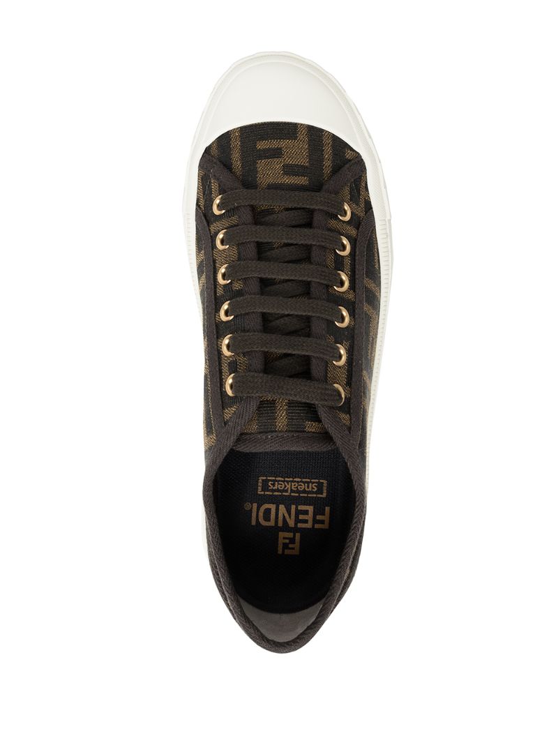Brown Domino Ff Low-top Canvas Sneakers