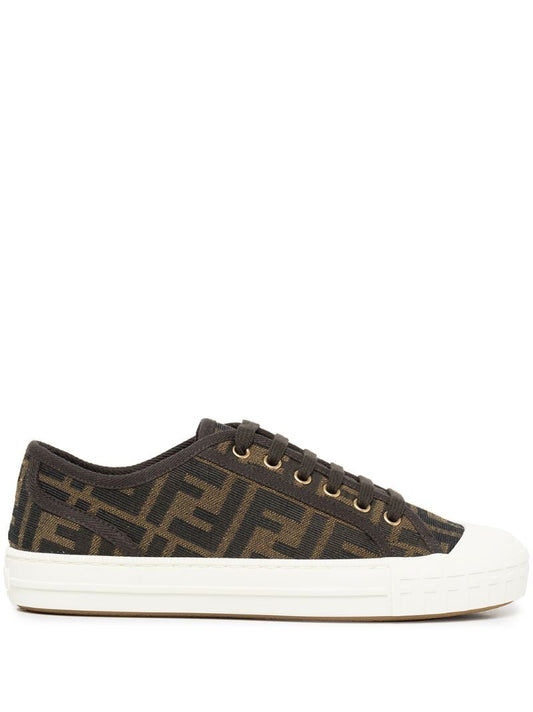 Brown Domino Ff Low-top Canvas Sneakers
