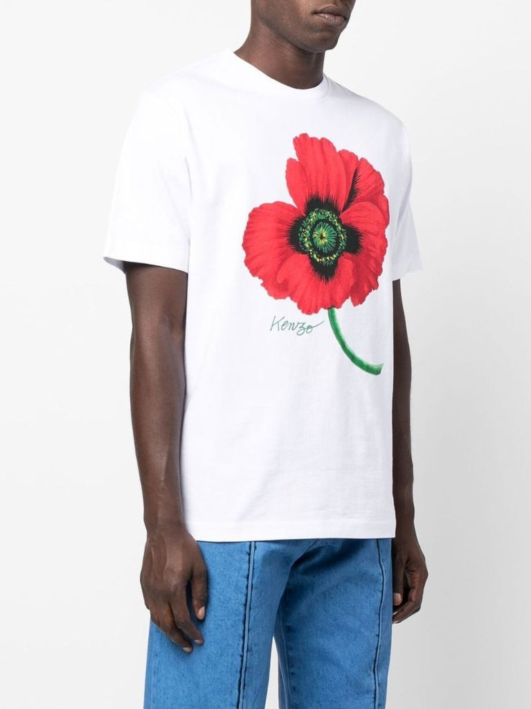 White Poppy Print T-shirt