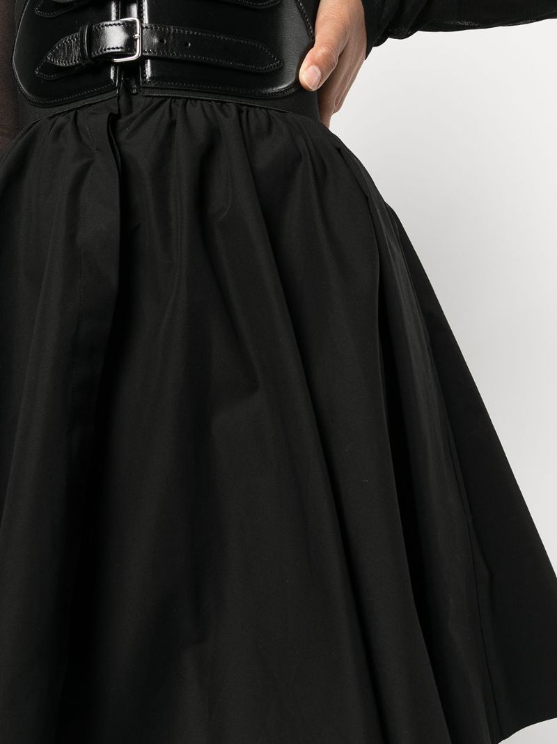 Black Belted Cotton Skirt
