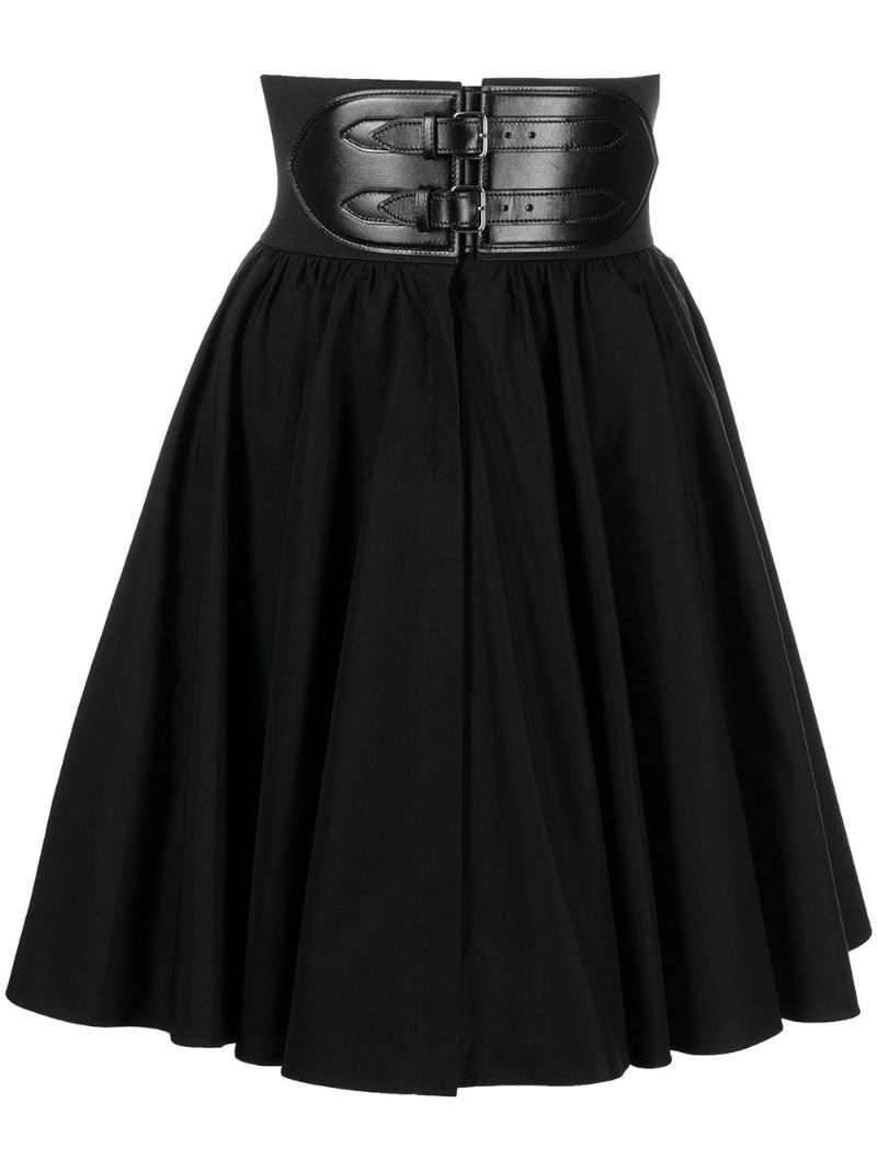 Black Belted Cotton Skirt