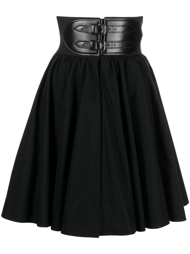 Black Belted Cotton Skirt