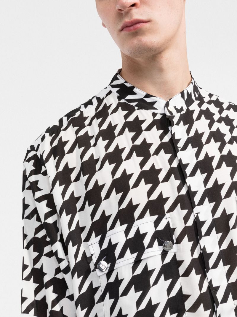 White Houndstooth Cotton Shirt