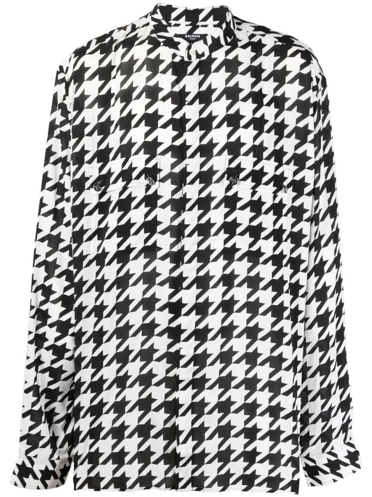 White Houndstooth Cotton Shirt