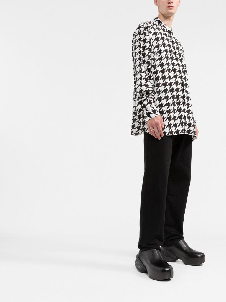 White Houndstooth Cotton Shirt