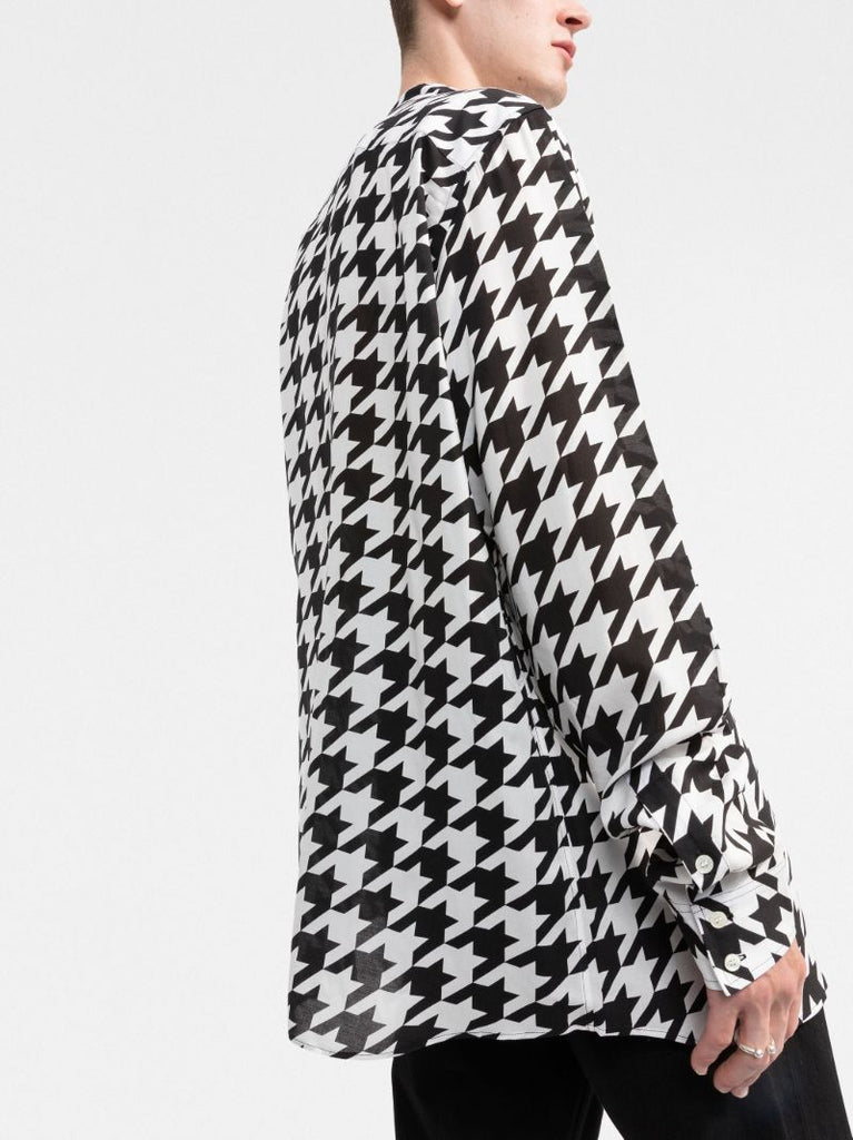 White Houndstooth Cotton Shirt