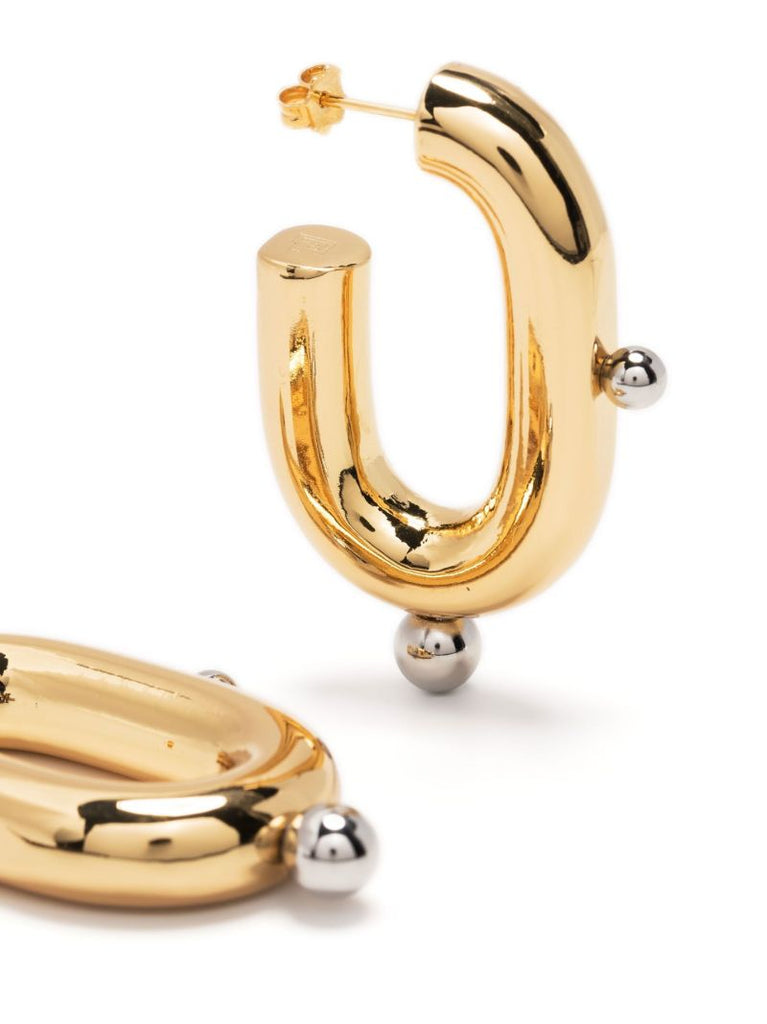 Gold and Silver-tone Xl Link Hoop Earring