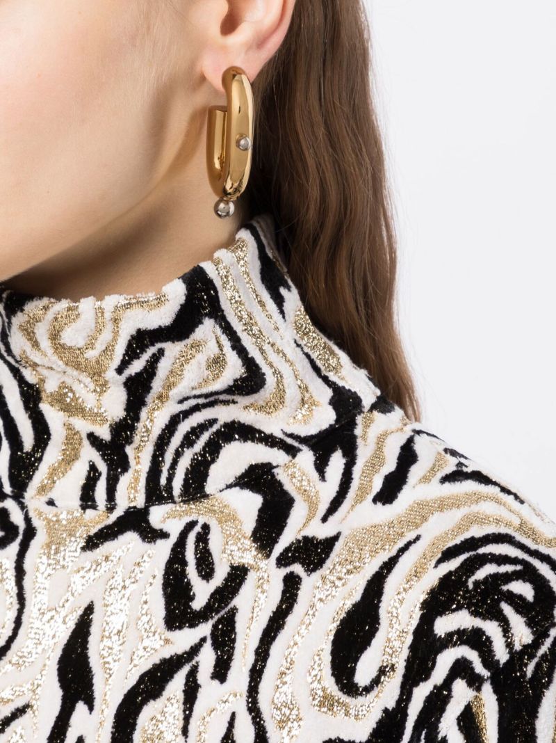 Gold and Silver-tone Xl Link Hoop Earring
