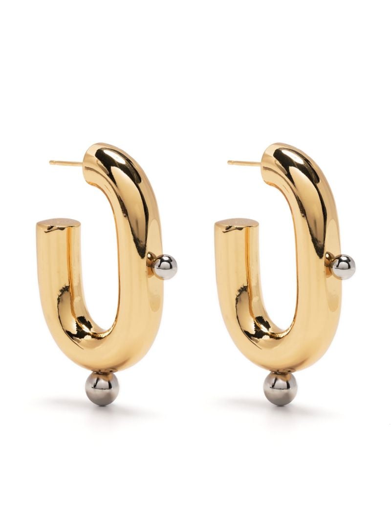 Gold and Silver-tone Xl Link Hoop Earring