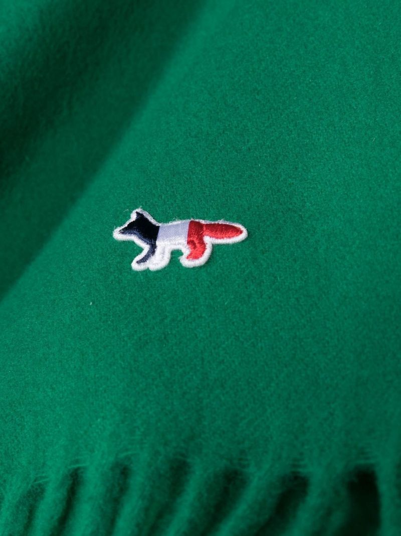 Green Tricolour Fox Patch Wool Scarf