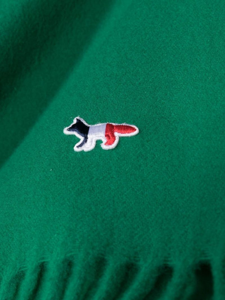 Green Tricolour Fox Patch Wool Scarf