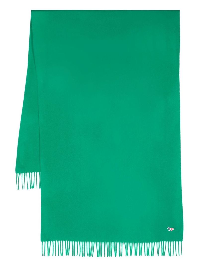 Green Tricolour Fox Patch Wool Scarf