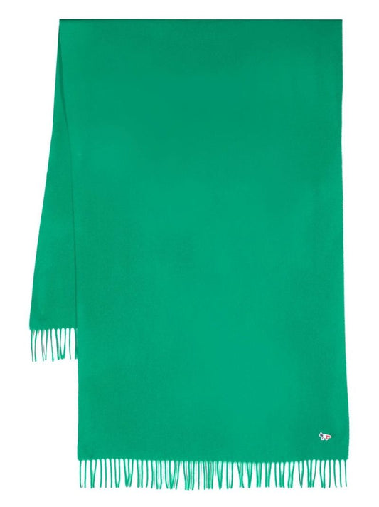 Green Tricolour Fox Patch Wool Scarf