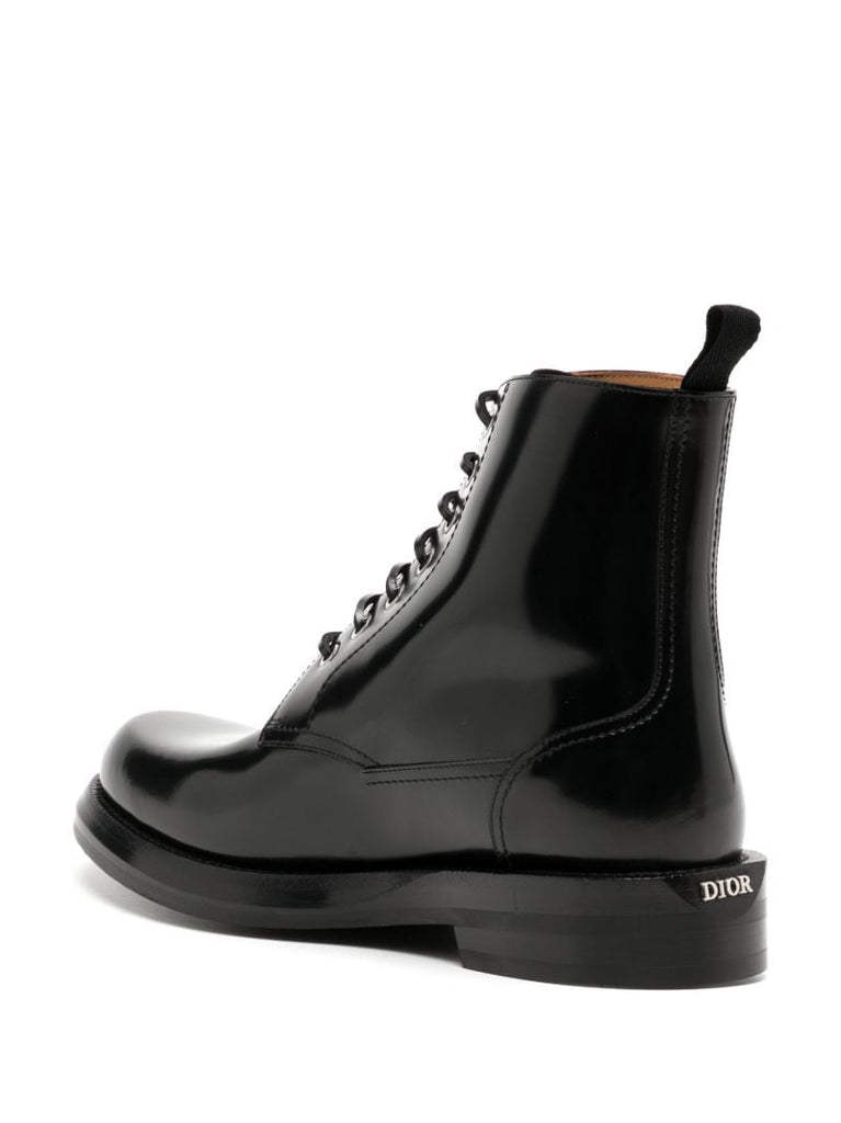 Black Carlo Combat Leather Boots