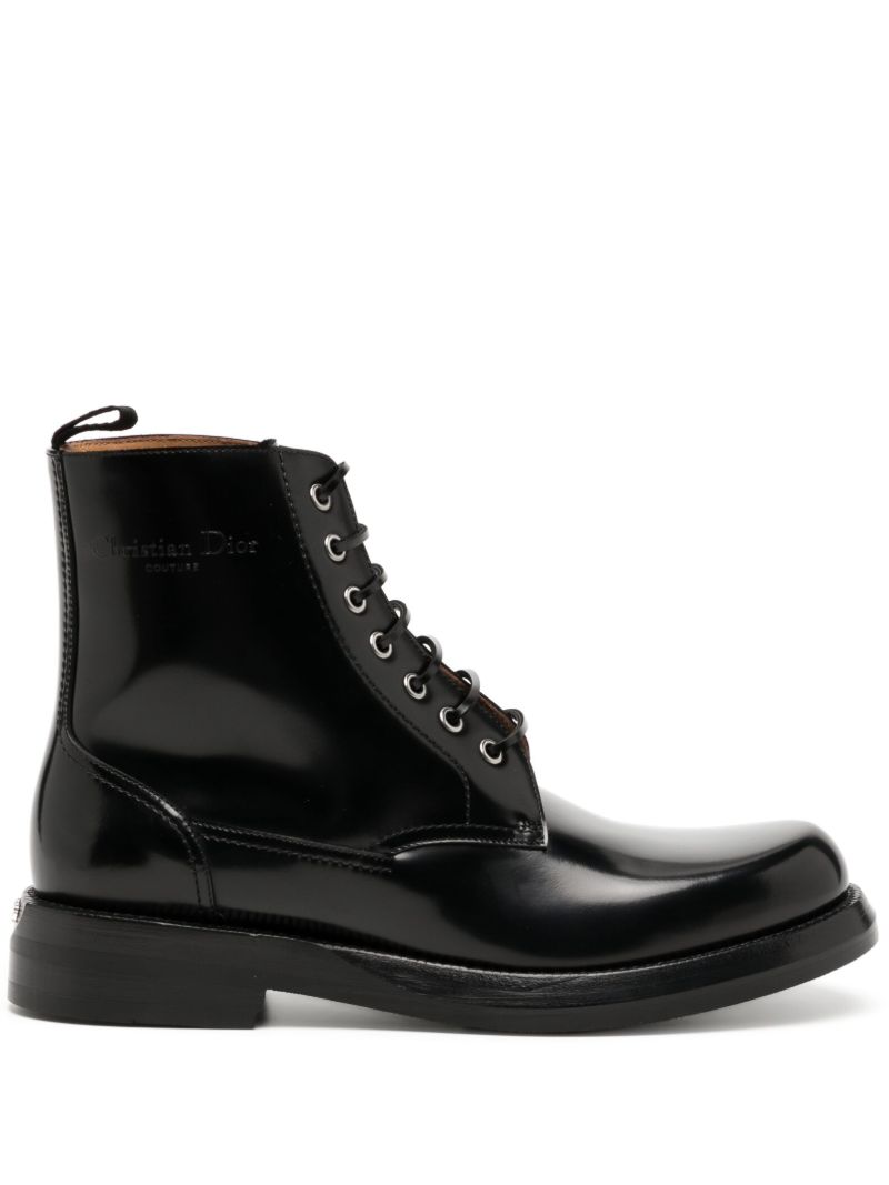 Black Carlo Combat Leather Boots