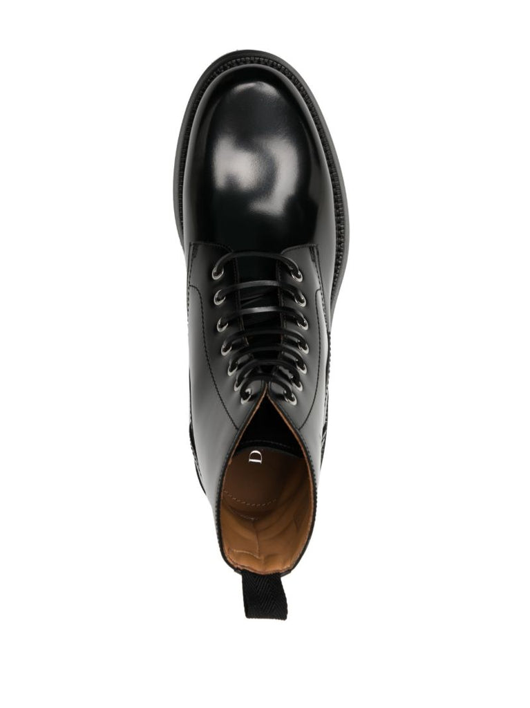 Black Carlo Combat Leather Boots