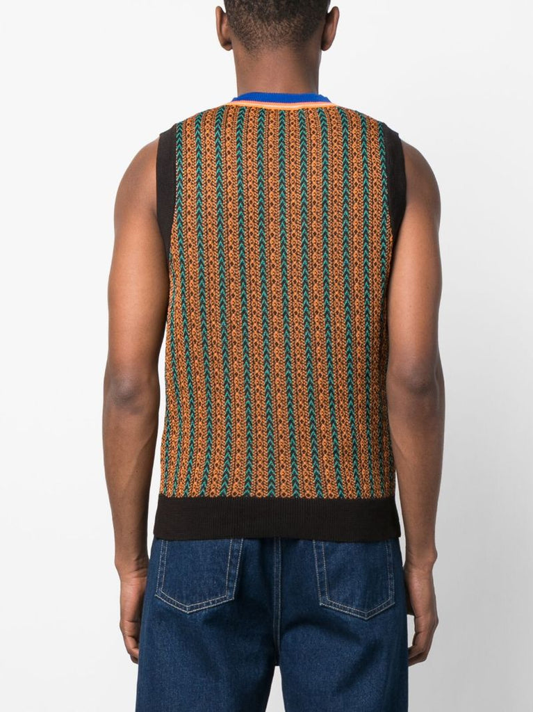 Black Stripe Knitted Vest Top