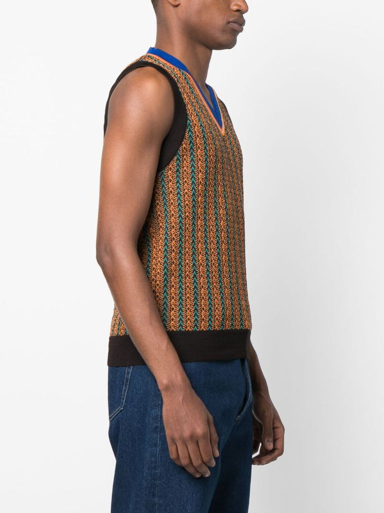 Black Stripe Knitted Vest Top
