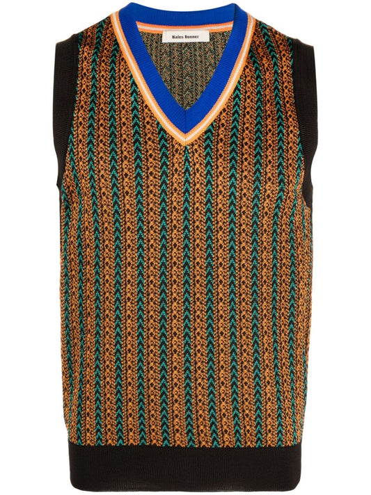 Black Stripe Knitted Vest Top