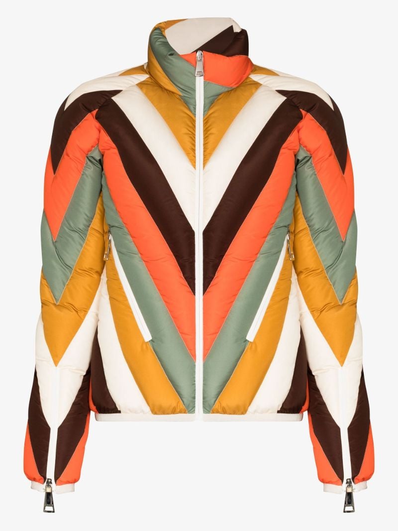 Orange Ski Chevron Quilted Jacket