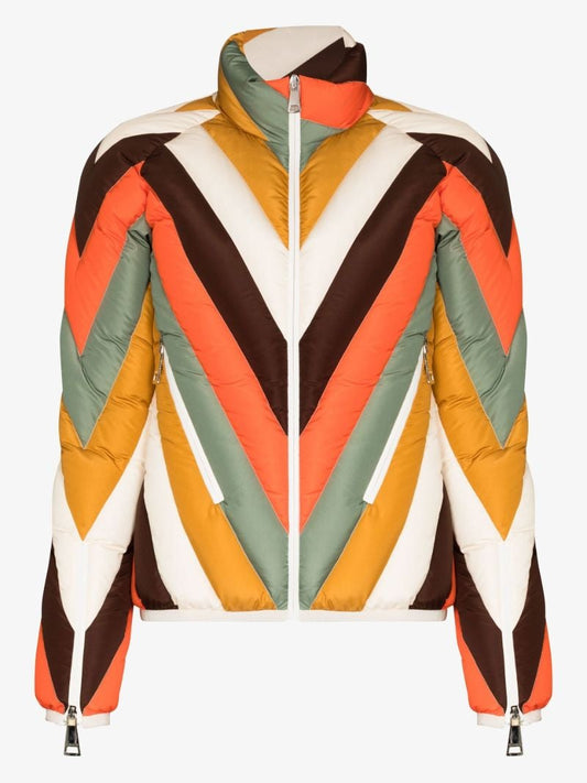 Orange Ski Chevron Quilted Jacket