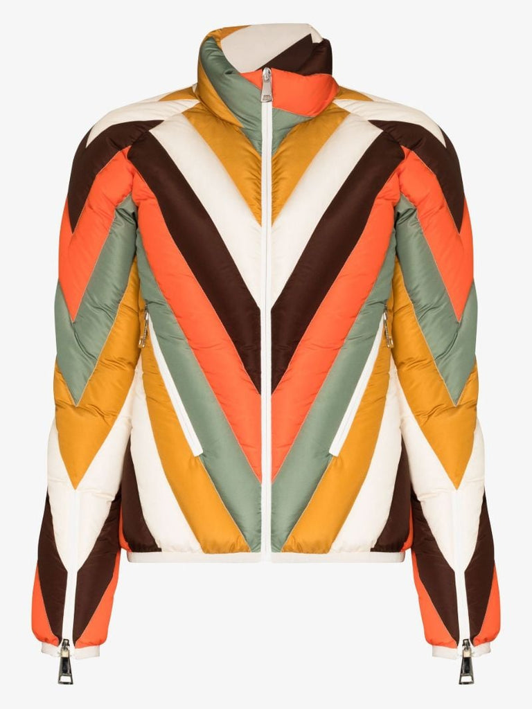 Orange Ski Chevron Quilted Jacket