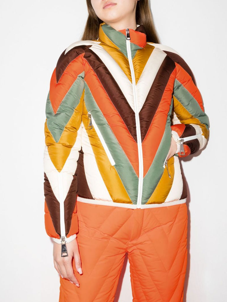 Orange Ski Chevron Quilted Jacket
