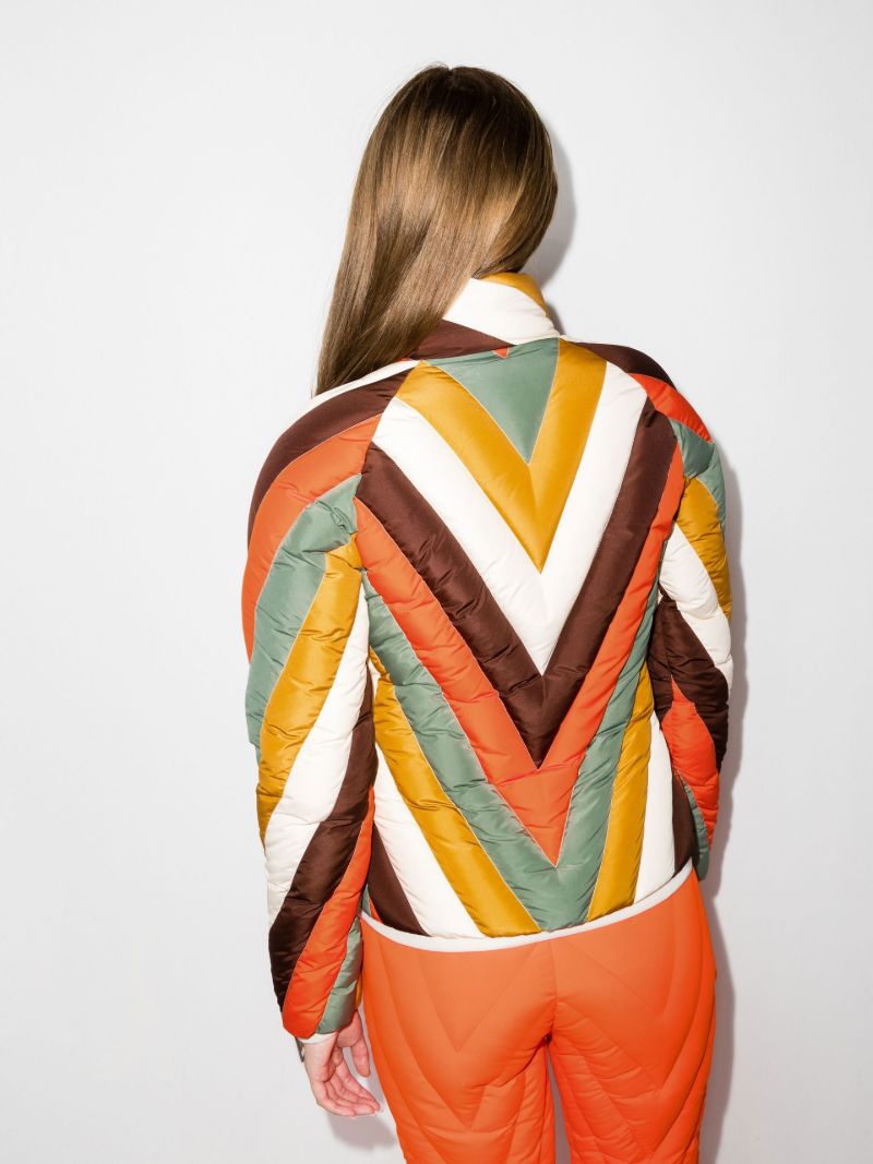 Orange Ski Chevron Quilted Jacket