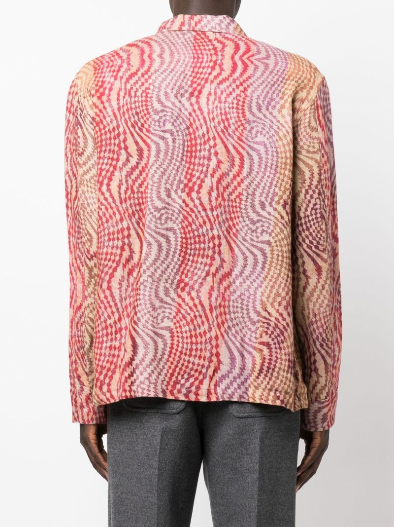 Red Jazzy Hypnosis Print Linen Shirt