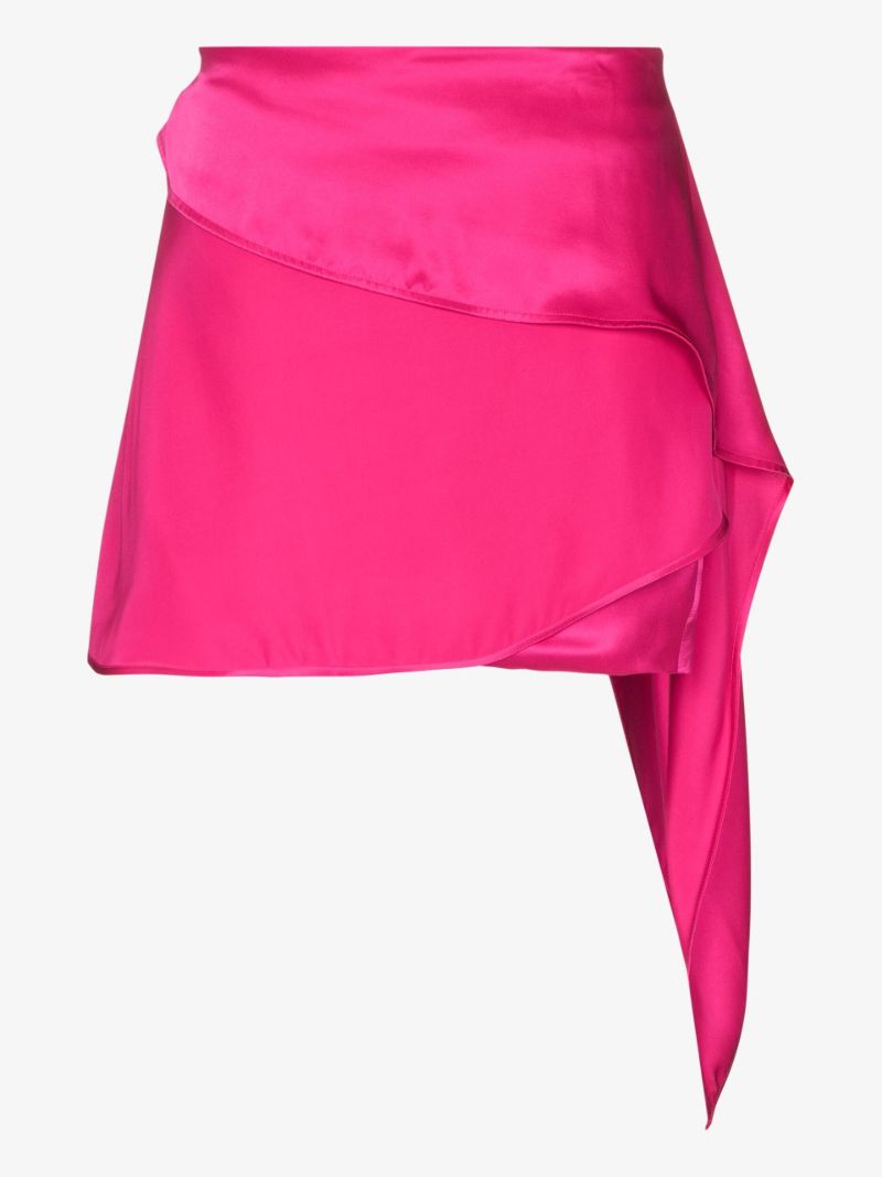 Pink Draped Satin Mini Skirt
