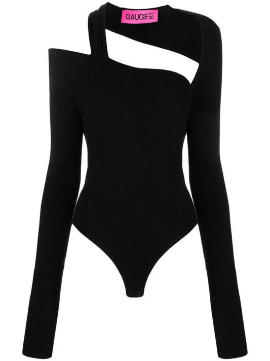 Black Cut-out Cashmere Bodysuit